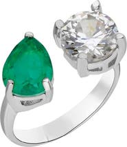 Gemma Azzurro round & pear emerald toi e moi ring
