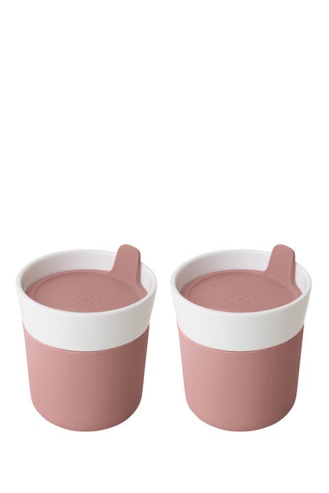 Leo Pink 8.45 oz Porcelain Travel Mug - Set of 2