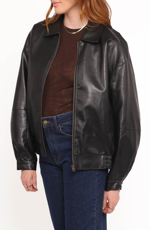 Petal And Pup Petal & Pup Zoe Faux Leather Bomber Jacket In Black