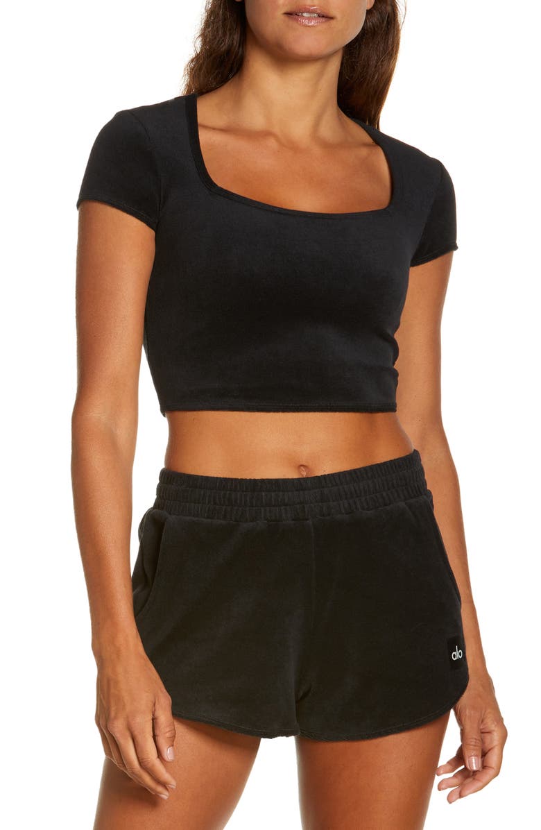 Alo Beachside Terry Cloth Crop Top, Main, color, 