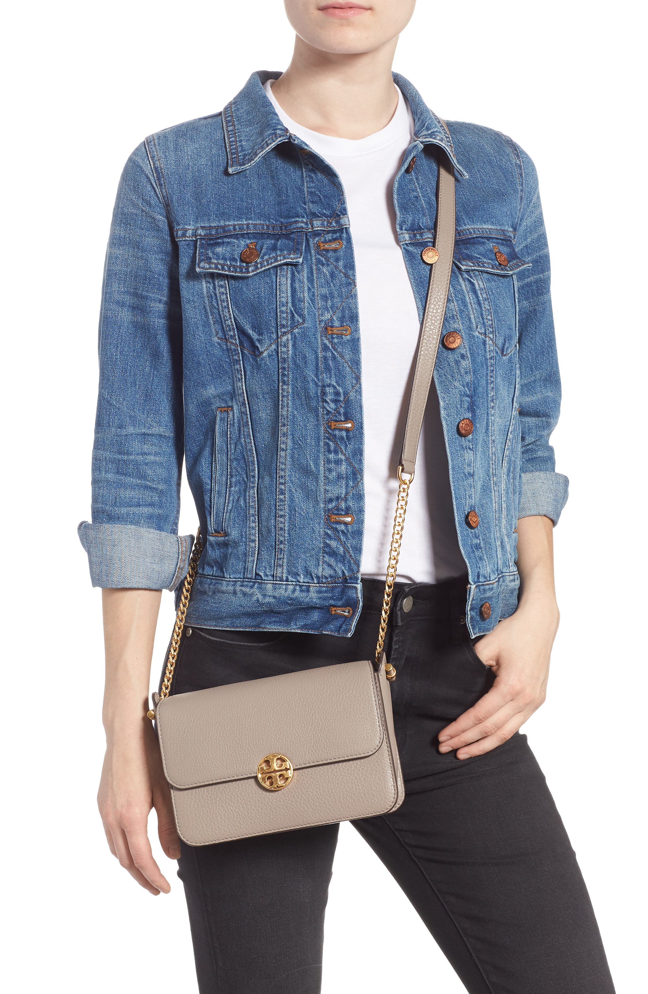 Chelsea Leather Crossbody Bag, Alternate, color, GRAY HERON