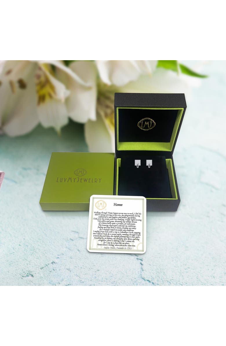 LuvMyJewelry Sidewalk Square Sterling Silver Diamond Stud Earring, Alternate, color,