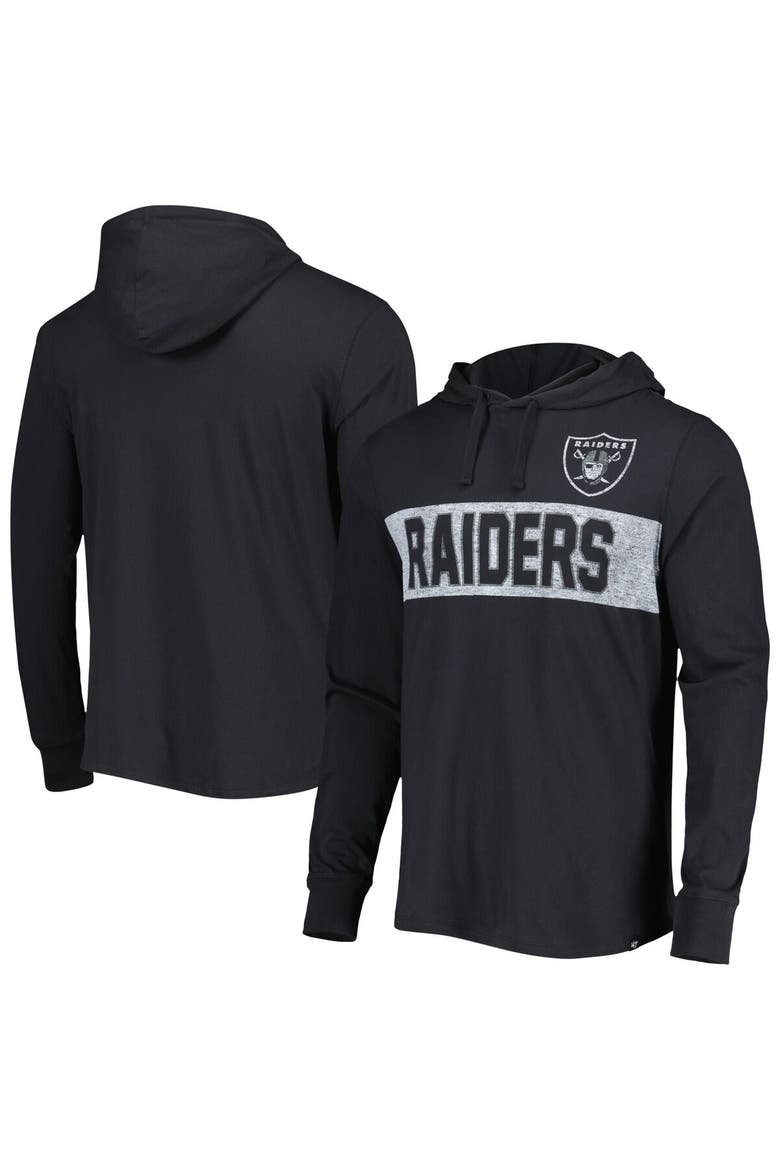 Men's '47 Black Las Vegas Raiders Field Franklin Hooded Long Sleeve T-Shirt, Main, color, Black
