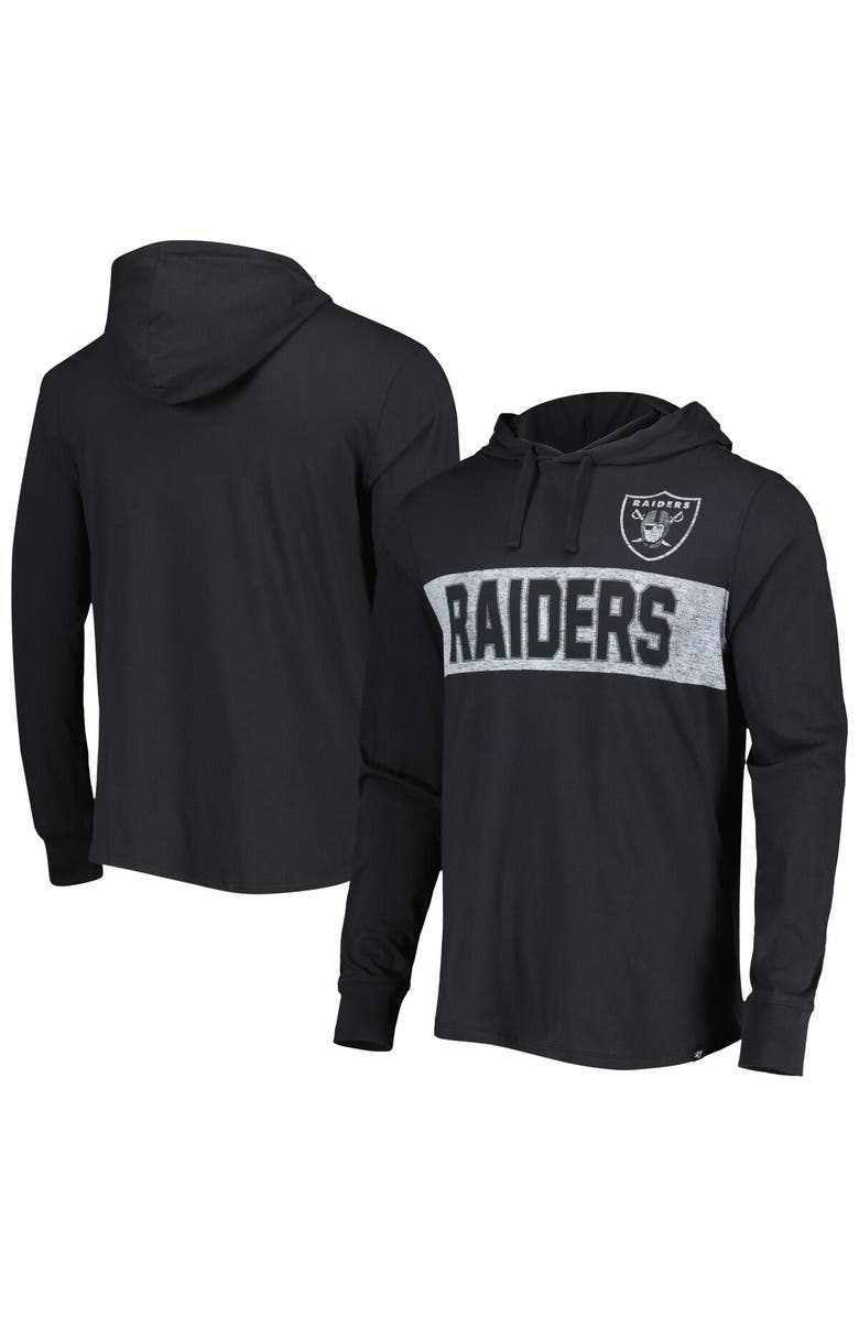 '47 Men's '47 Black Las Vegas Raiders Field Franklin Hooded Long Sleeve T-Shirt, Main, color, Black