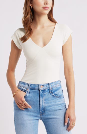 Open Edit Cap Sleeve Top In White