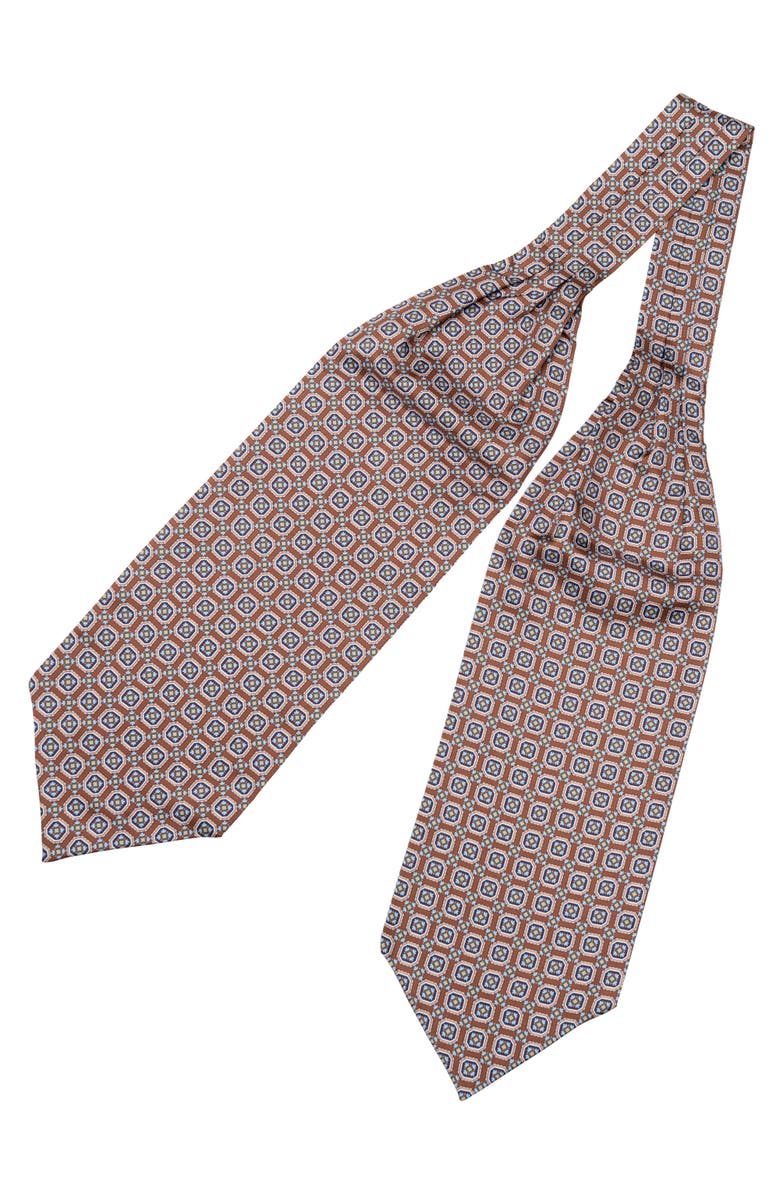 Elizabetta Barberini - Silk Ascot Cravat Tie for Men, Alternate, color, Chocolate