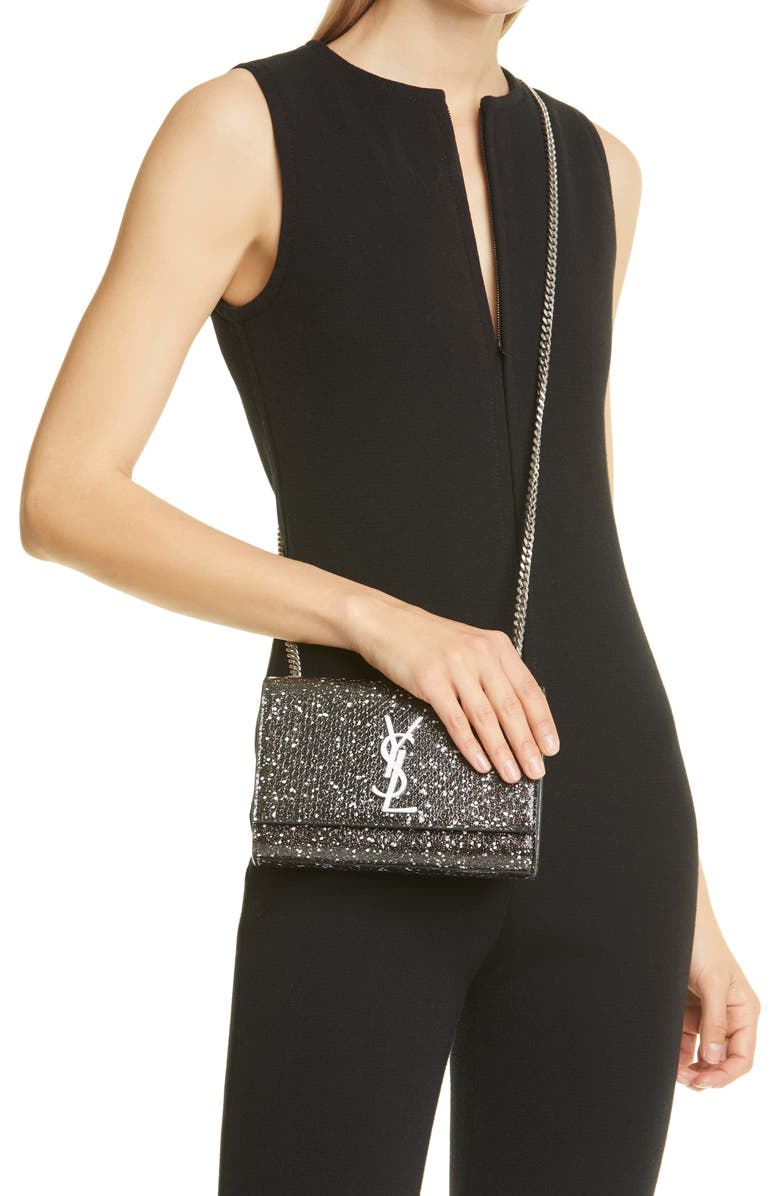 Saint Laurent Small New Kate Snake Embossed Leather Shoulder Bag, Alternate, color,