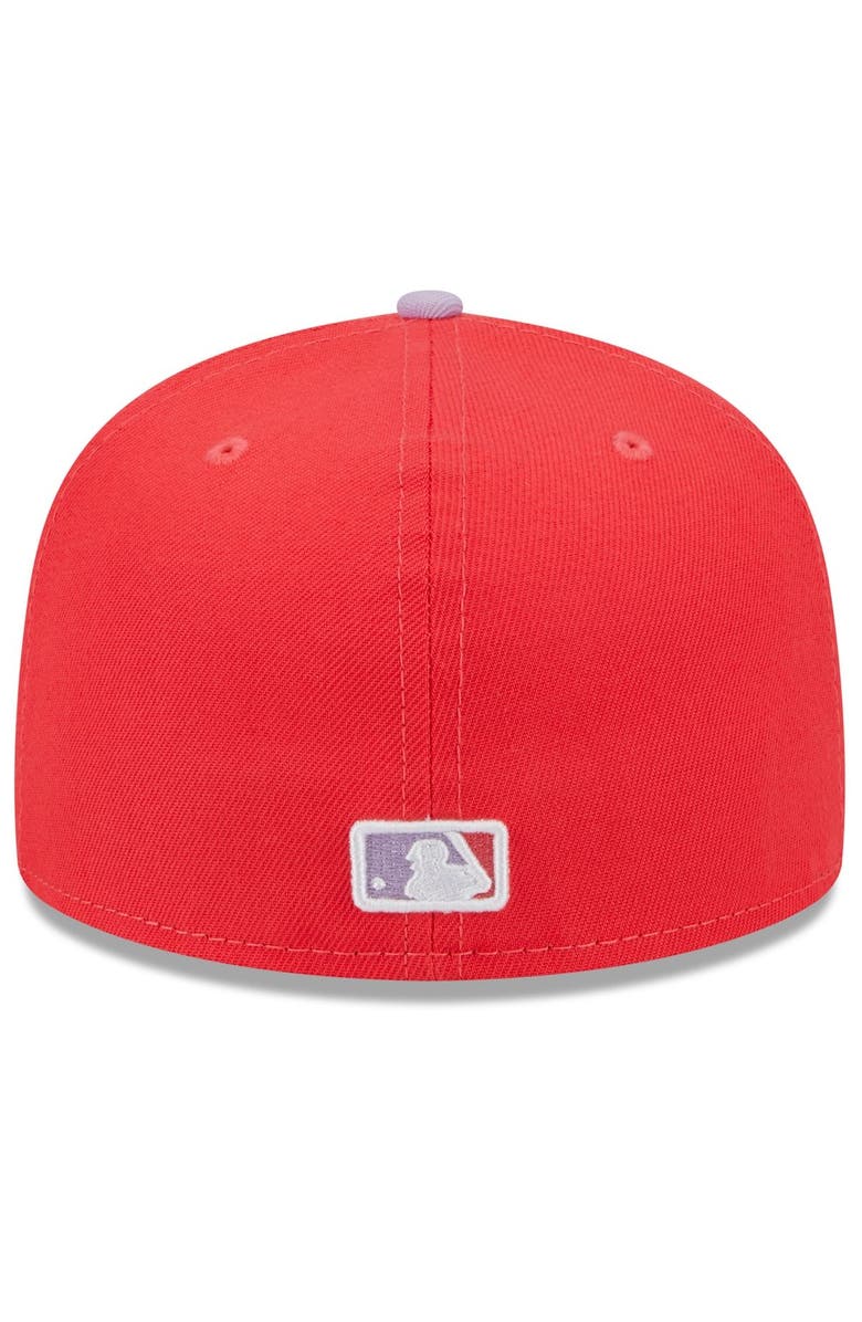 New Era Men's New Era Red/Lavender Los Angeles Angels Spring Color Two-Tone 59FIFTY Fitted Hat, Alternate, color,