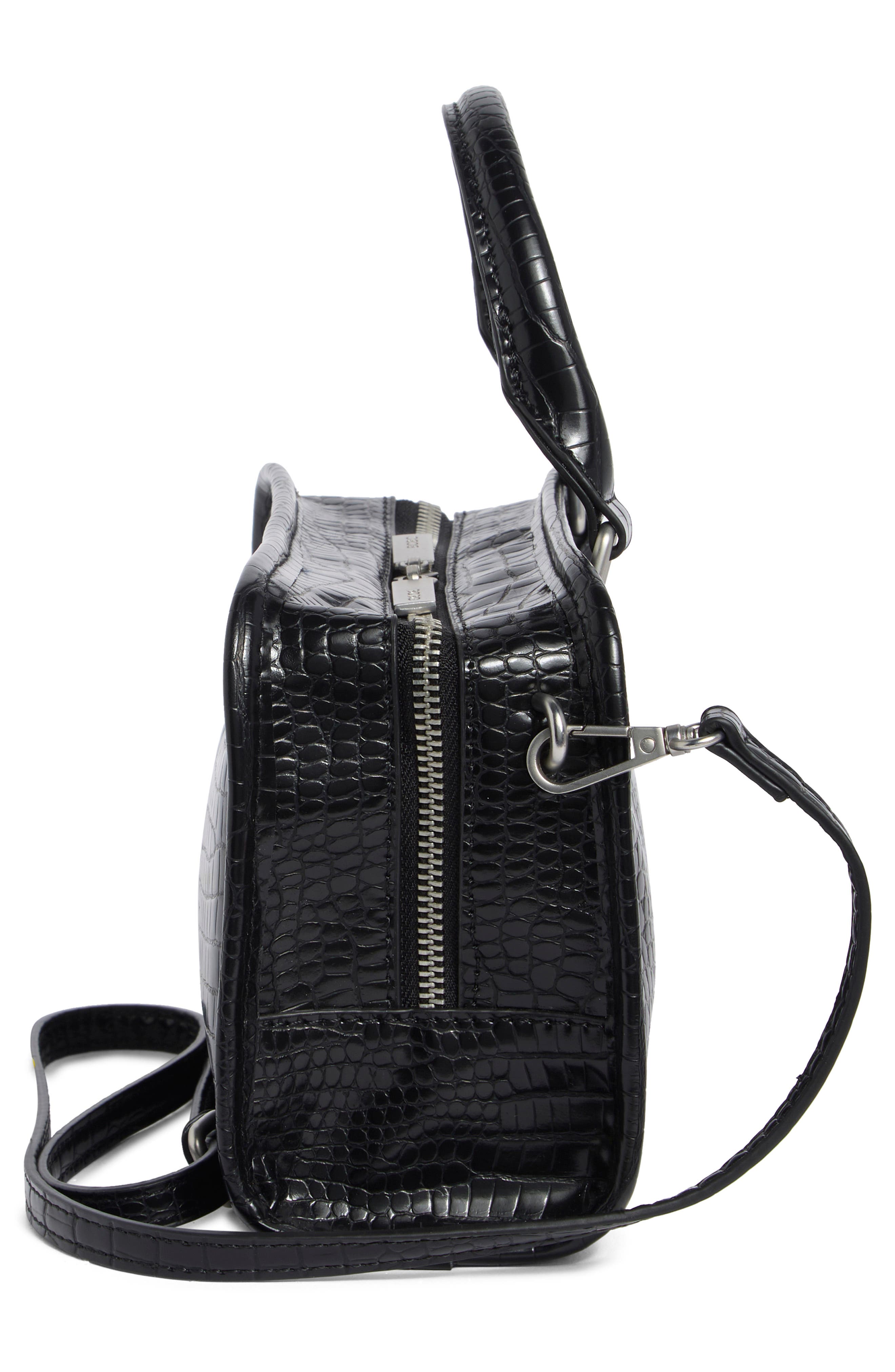Mini Zip Top Handle Bag, Alternate, color, BLACK