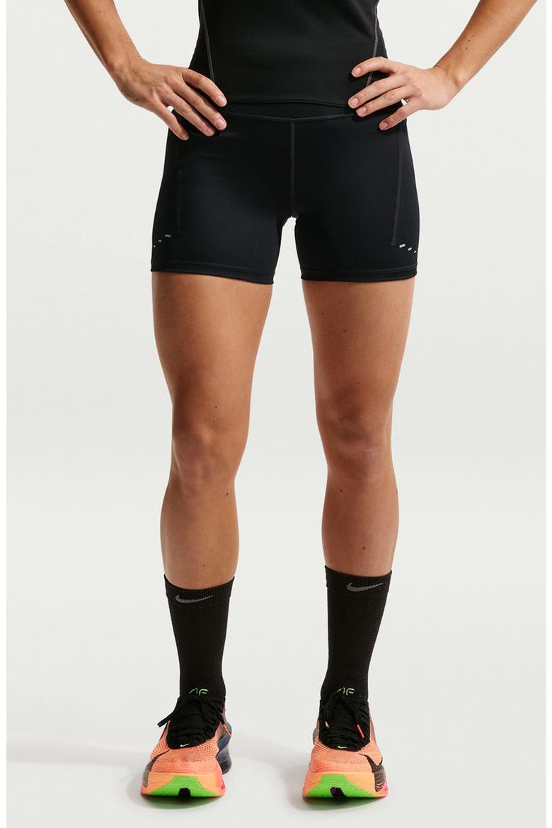 Swift Dri-Fit High Waist Bike Shorts, Main, color, 010 010 BLACK/REFLECTIVE SILV