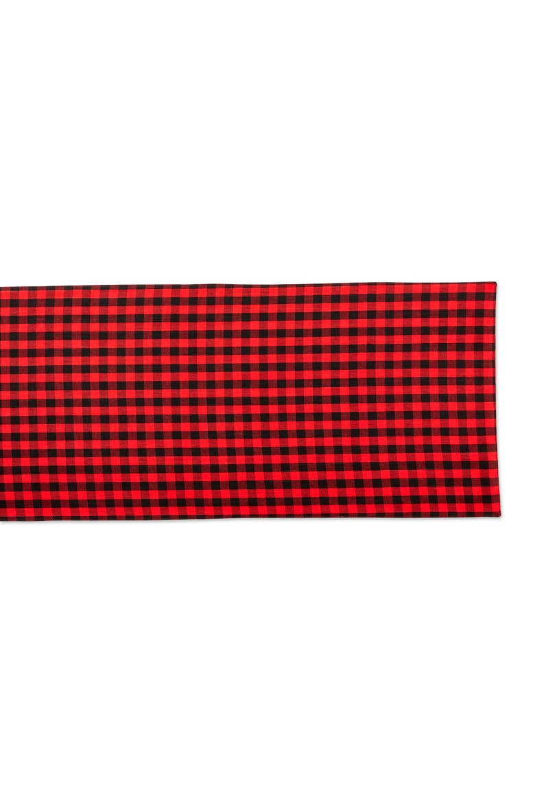 Reversible Gingham/Buffalo Check Table Runner, Alternate, color, Red/Black