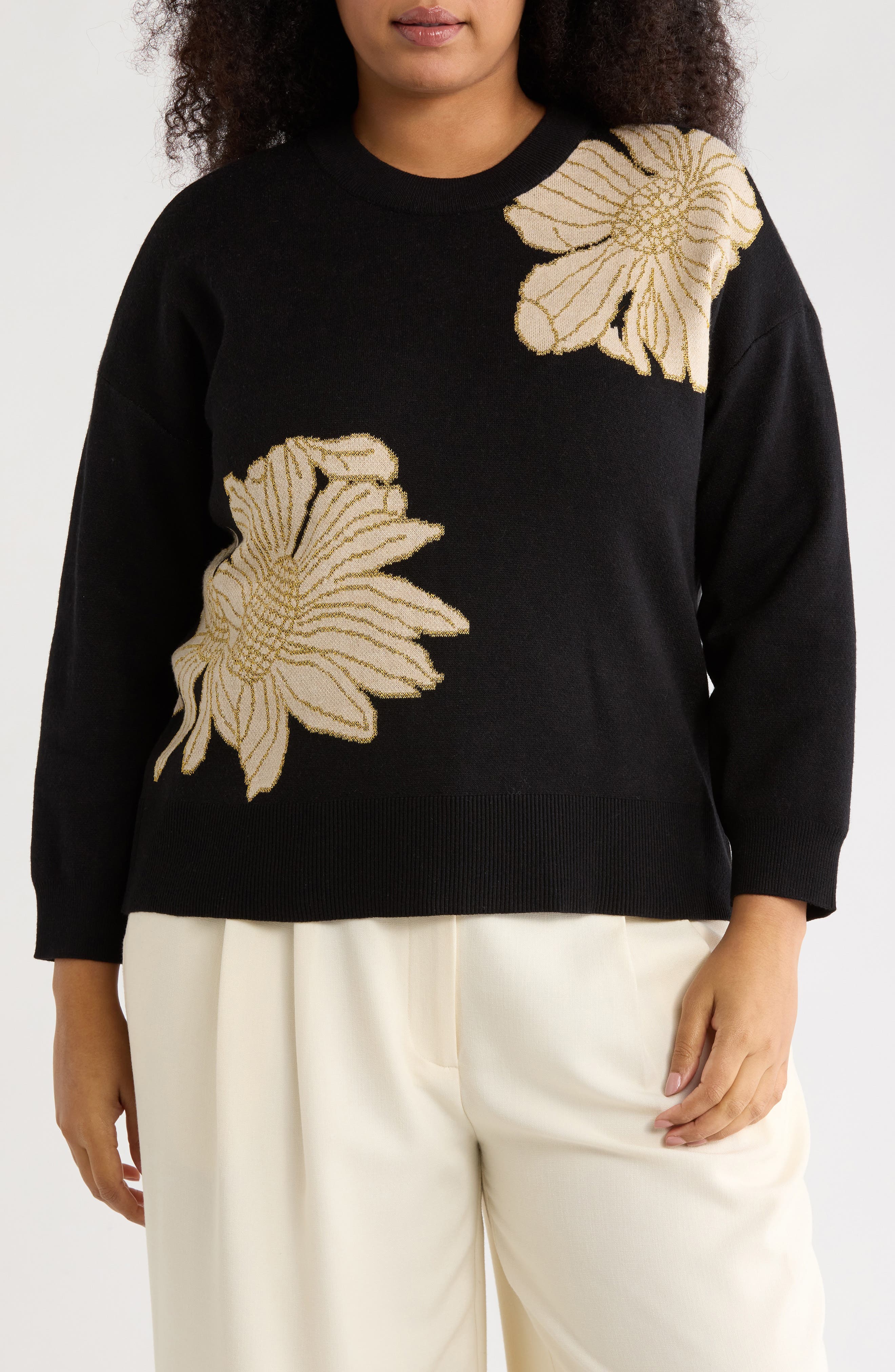 Joseph A Floral Jacquard Sweater