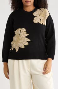 Joseph A Floral Jacquard Sweater