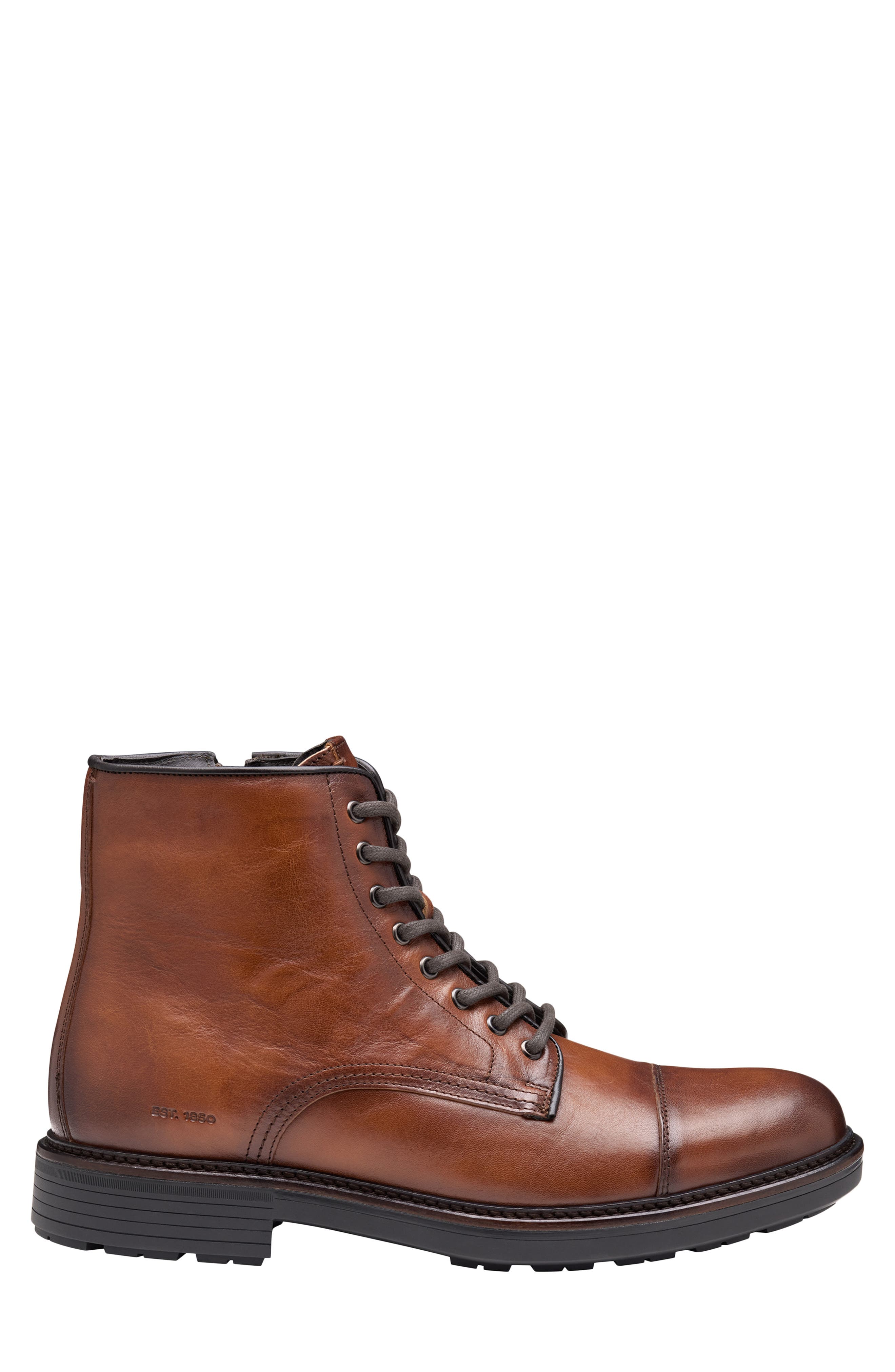 Latham Cap Toe Combat Boot, Alternate, color, TAN EUROPEAN CALFSKIN