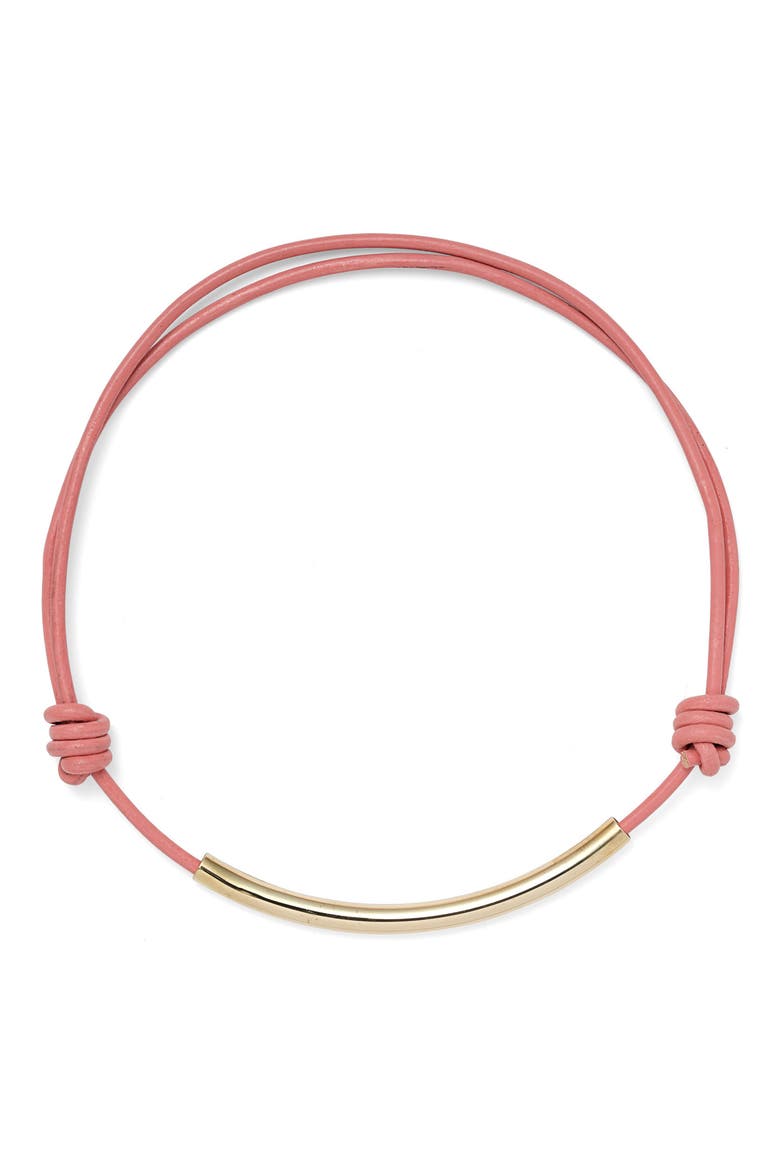 Leather Bond Necklace, Main, color, GOLD/ PINK