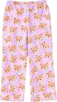 Preppy Goose Plush Lavender Teddy Print loungewear pant