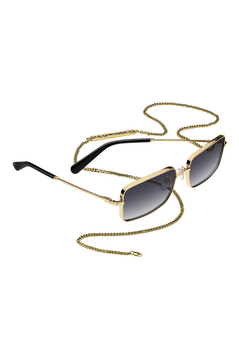 58mm Gradient Rectangular Sunglasses, Alternate, color, GOLD BLACK