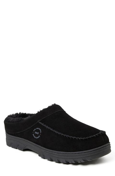 Suede Faux Shearling Lined Clog (Men)