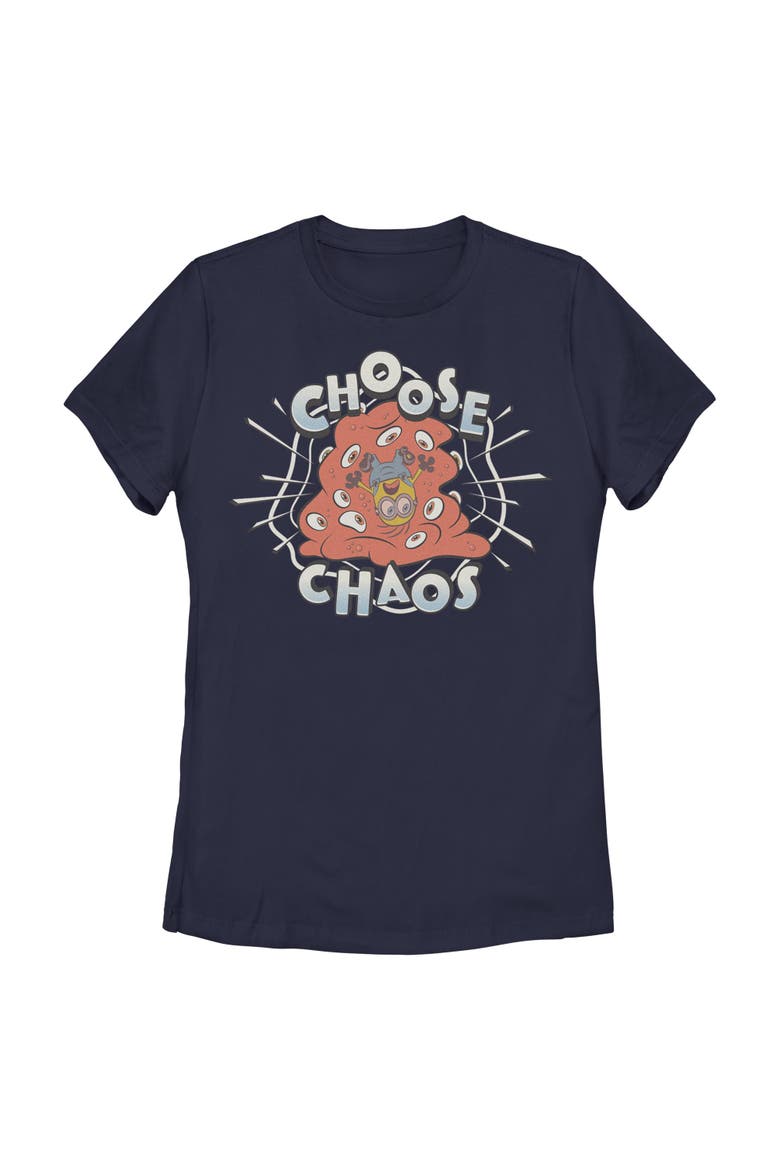 Junior's Minions & Monsters Choose the Chaos  Graphic T-Shirt, Main, color, Navy Blue