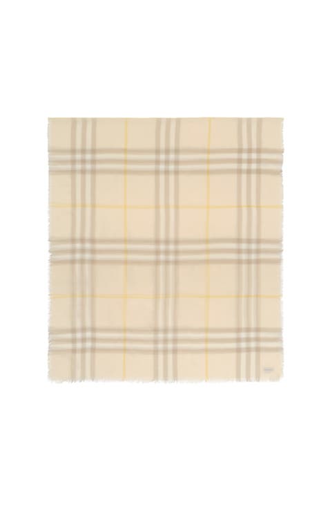 Wide Check Wool Scarf