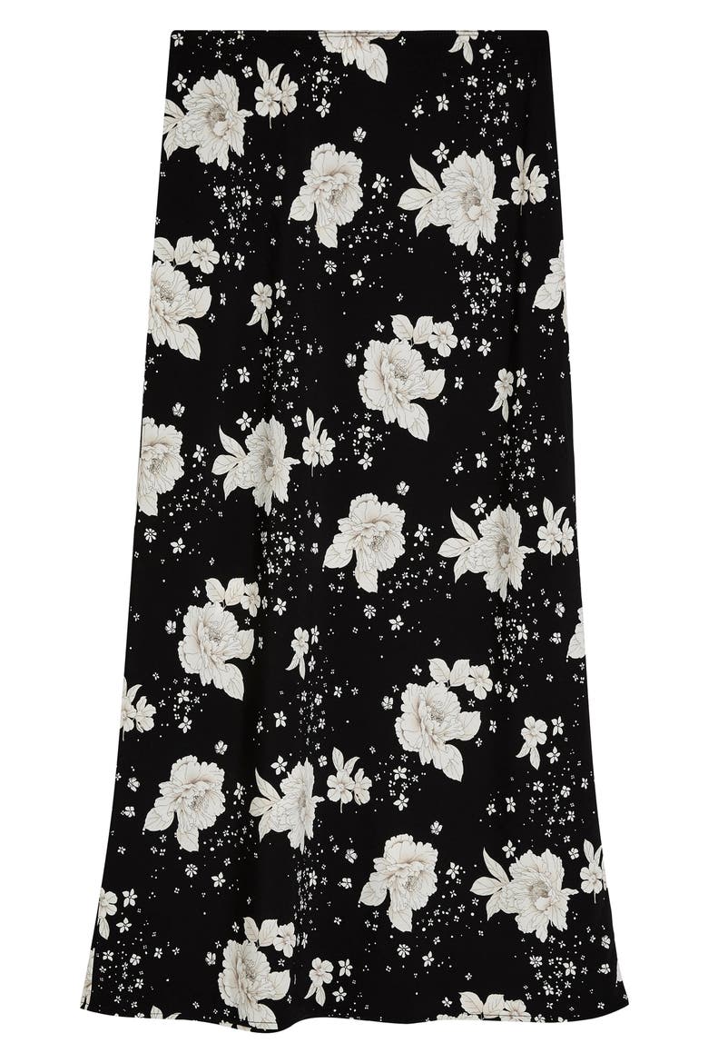 Floral Print Bias Midi Skirt, Alternate, color, BLACK MULTI