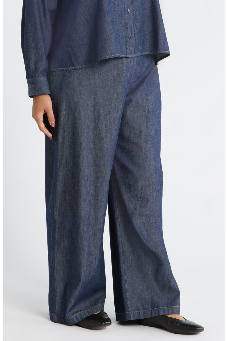 High Waist Organic Cotton Wide Leg Pants, Alternate, color, DARK INDIGO