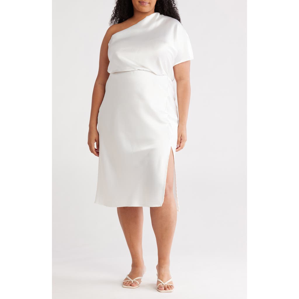 Shop Renee C Satin One-shoulder Dress
