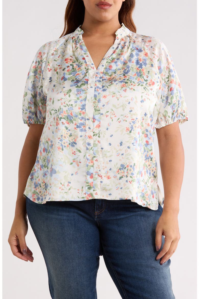 Split Neck Top, Main, color, EGRET