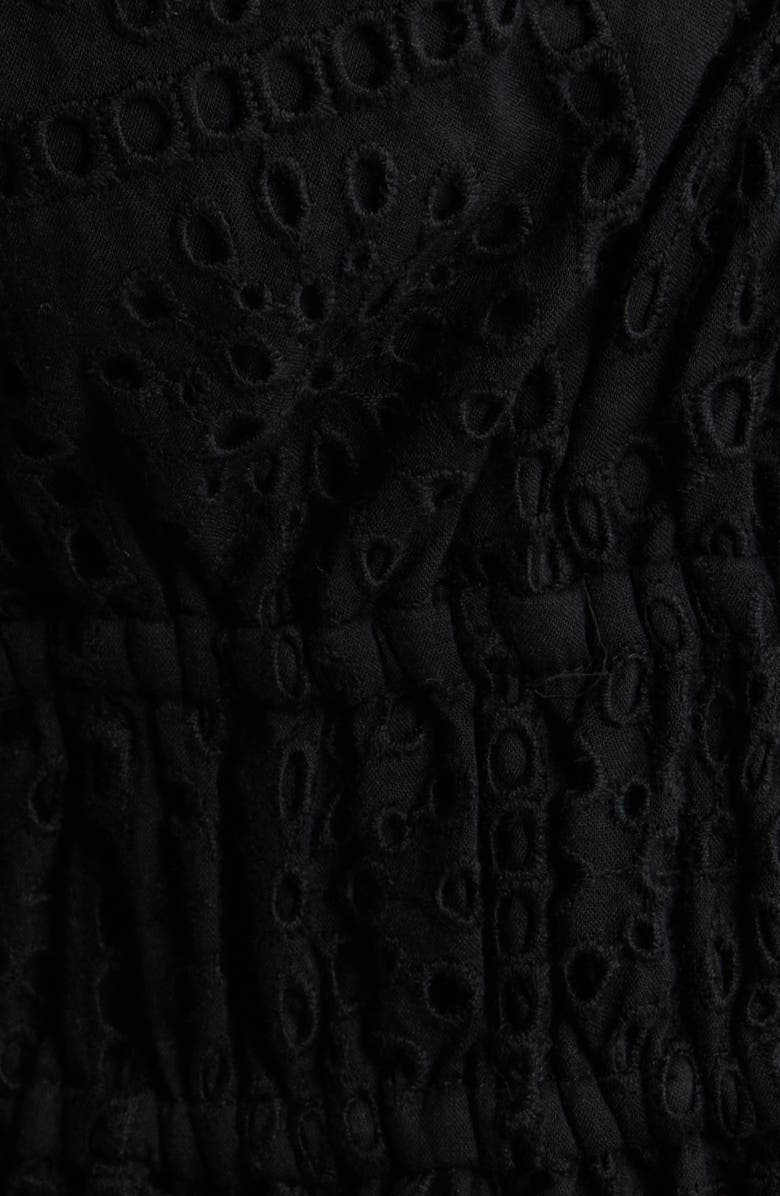 Rails Argenta Cotton Eyelet Peplum Top, Alternate, color, Black Grid Embroidery