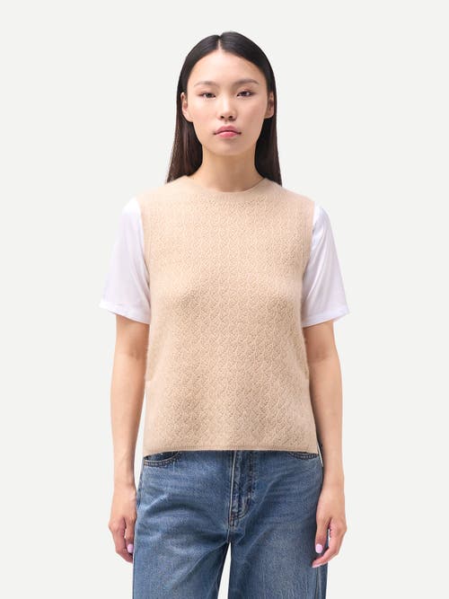 Gobi Cashmere Ajour Knit Crewneck Cashmere Vest In Neutral