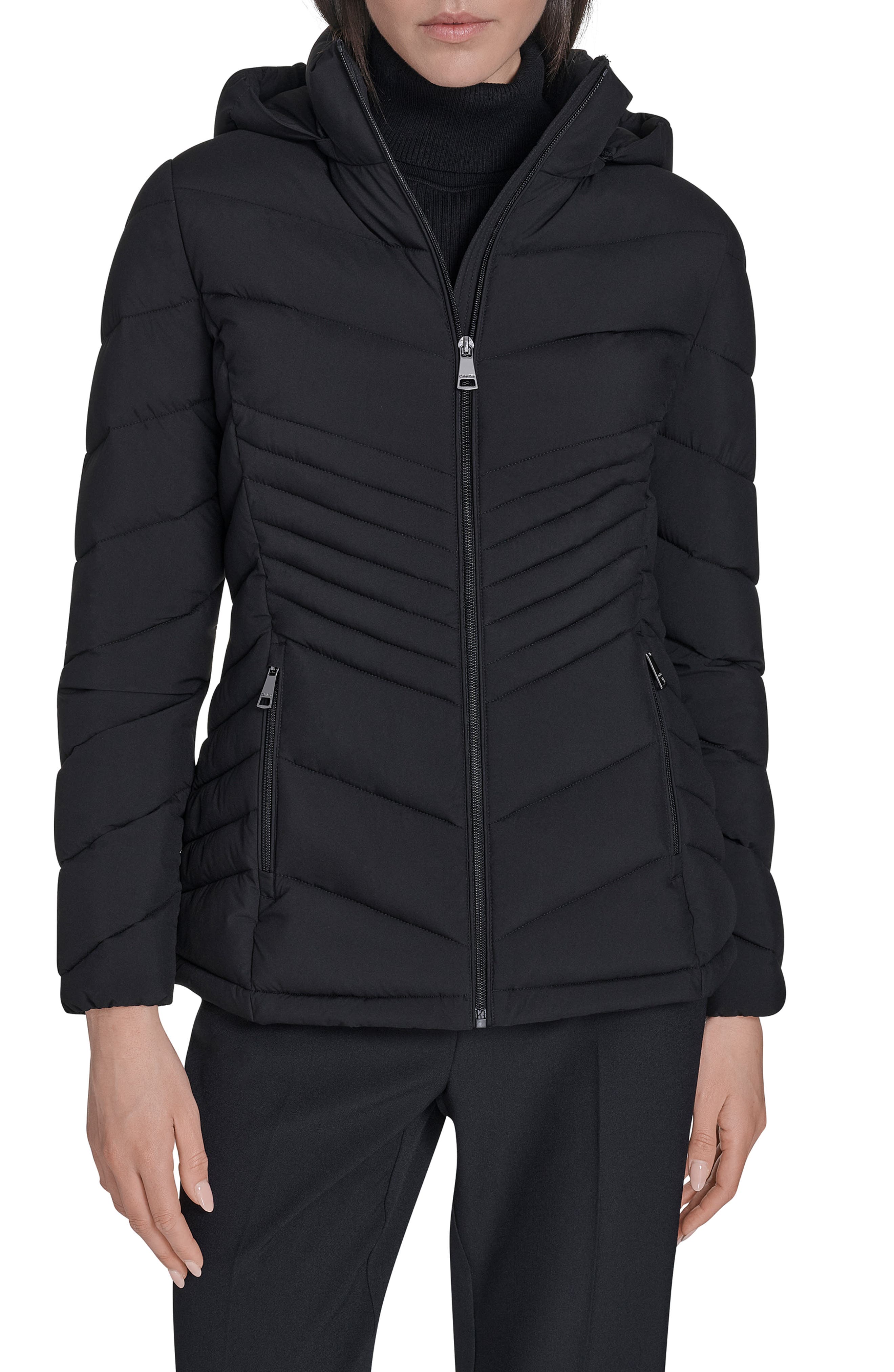 Calvin Klein Water Resistant Chevron Quilted Puffer Jacket