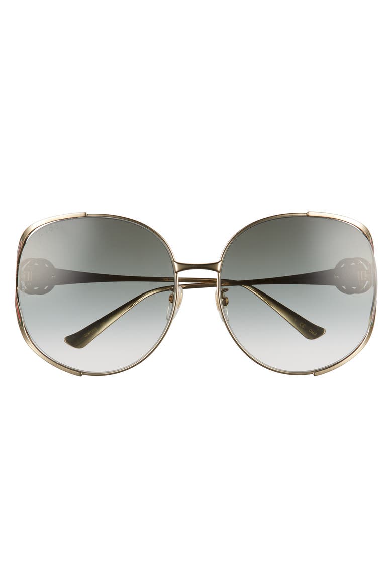 63mm Gradient Oversize Open Temple Round Sunglasses, Main, color, GOLD/ GREEN