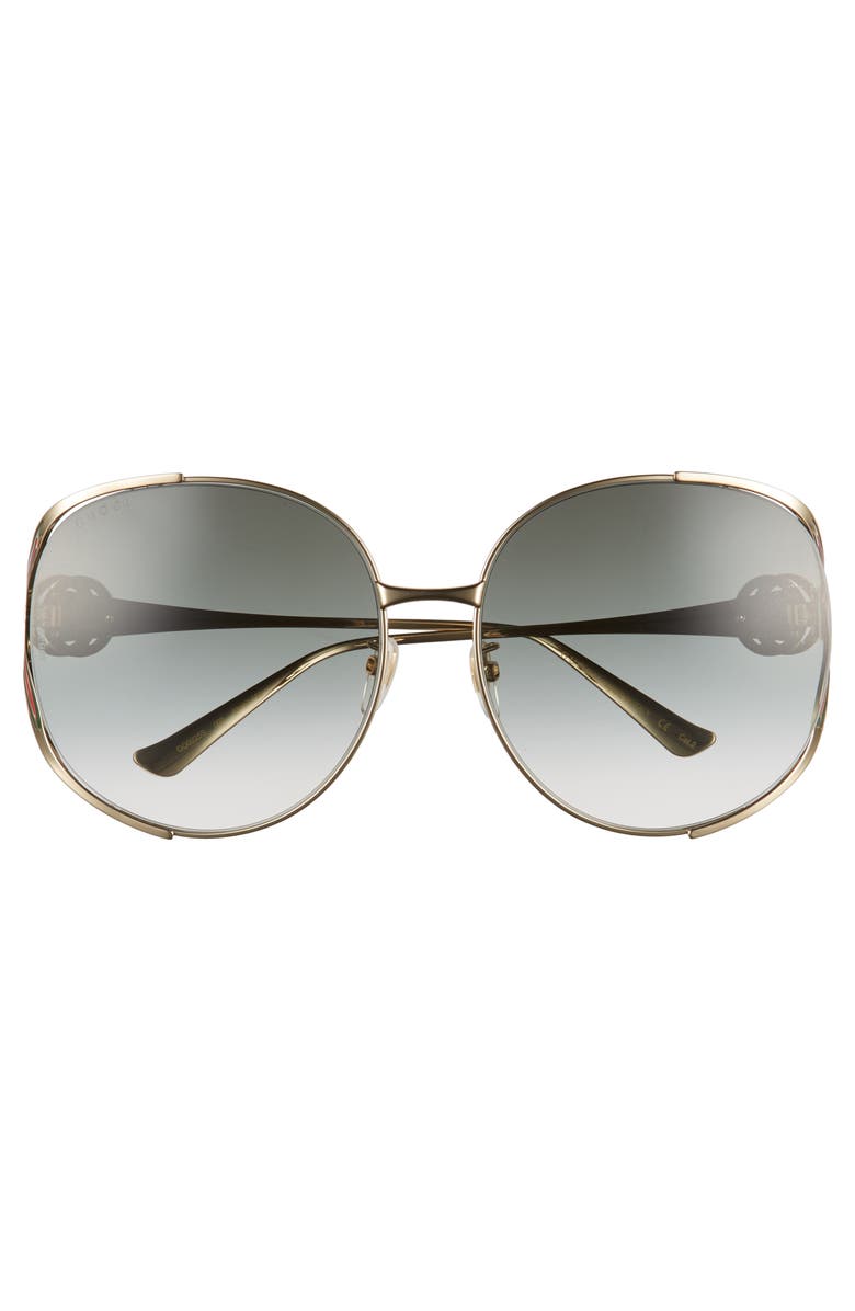 Gucci 63mm Gradient Oversize Open Temple Round Sunglasses, Main, color, 