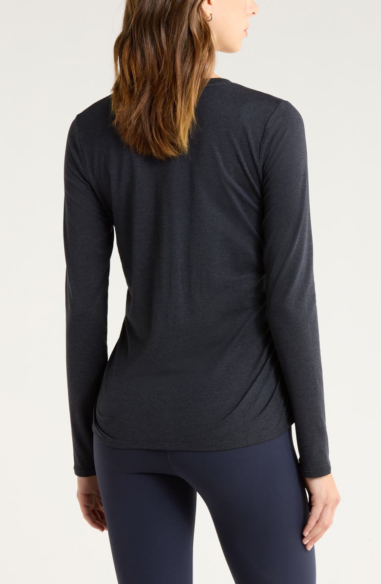 Zella Restore Soft Lite Ruched Long Sleeve T-Shirt, Alternate, color, Black