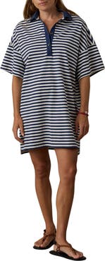 Faherty Stripe Cotton Polo Dress