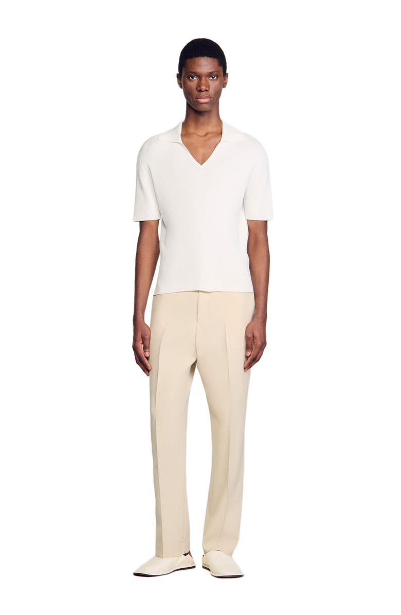 SANDRO Rib knit polo shirt, Main, color, Optic White