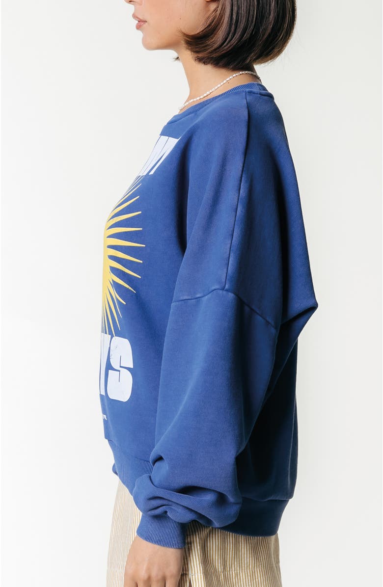 Colourful Rebel Sunny Days Acid Wash Dropped Shoulder Sweat, Alternate, color, Blue