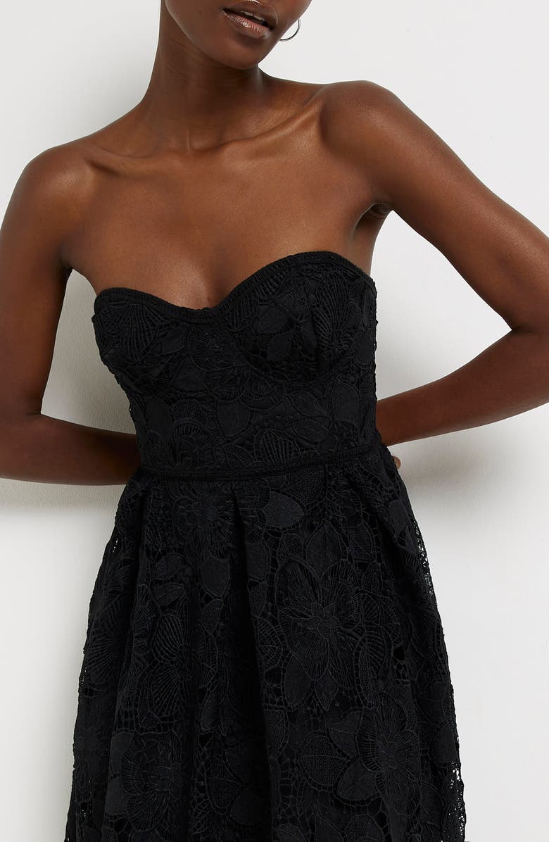 River Island Strapless Floral Lace Dress, Alternate, color, 