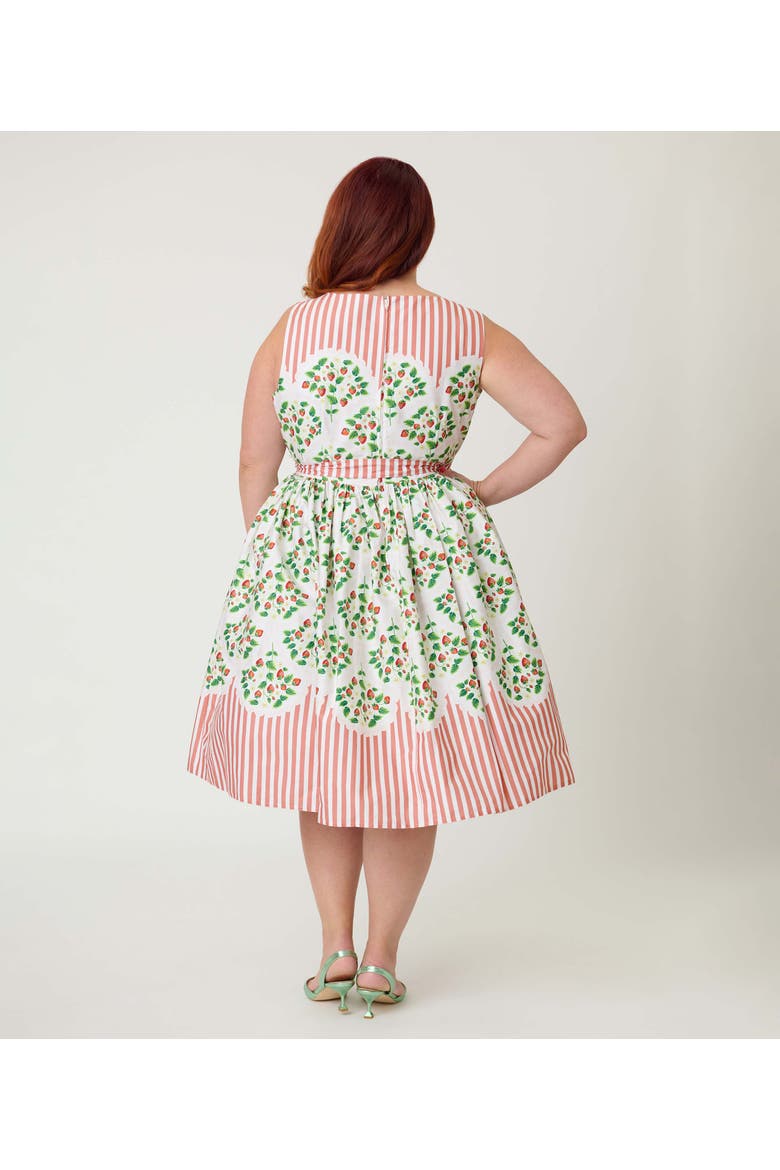 Plus Size Sleeveless Belted Swing Dress, Alternate, color, Pink Stripe W/ Strawberries