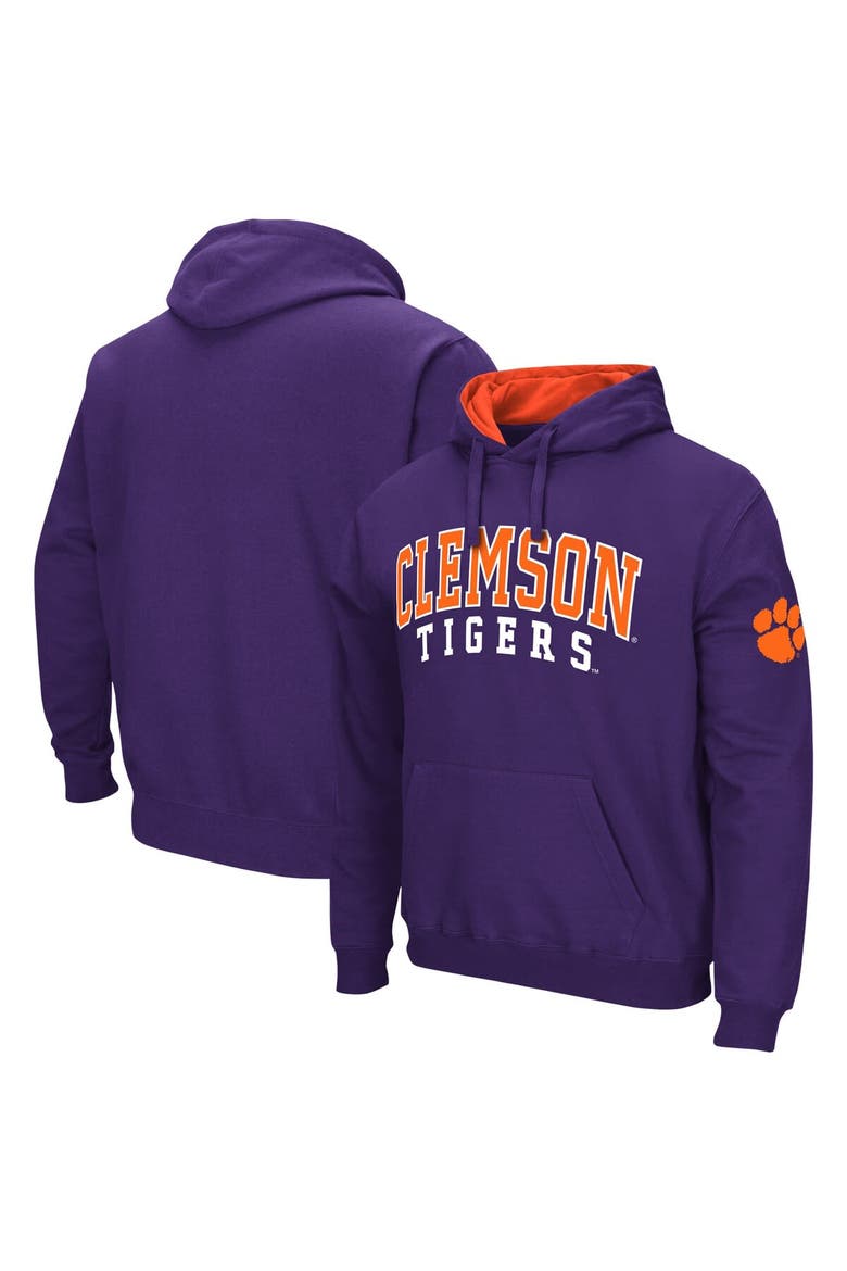 Men's Colosseum Purple Clemson Tigers Double Arch Pullover Hoodie, Main, color, Purple