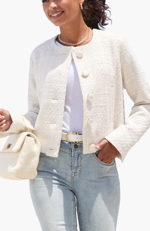 Round Neckline Tweed Jacket