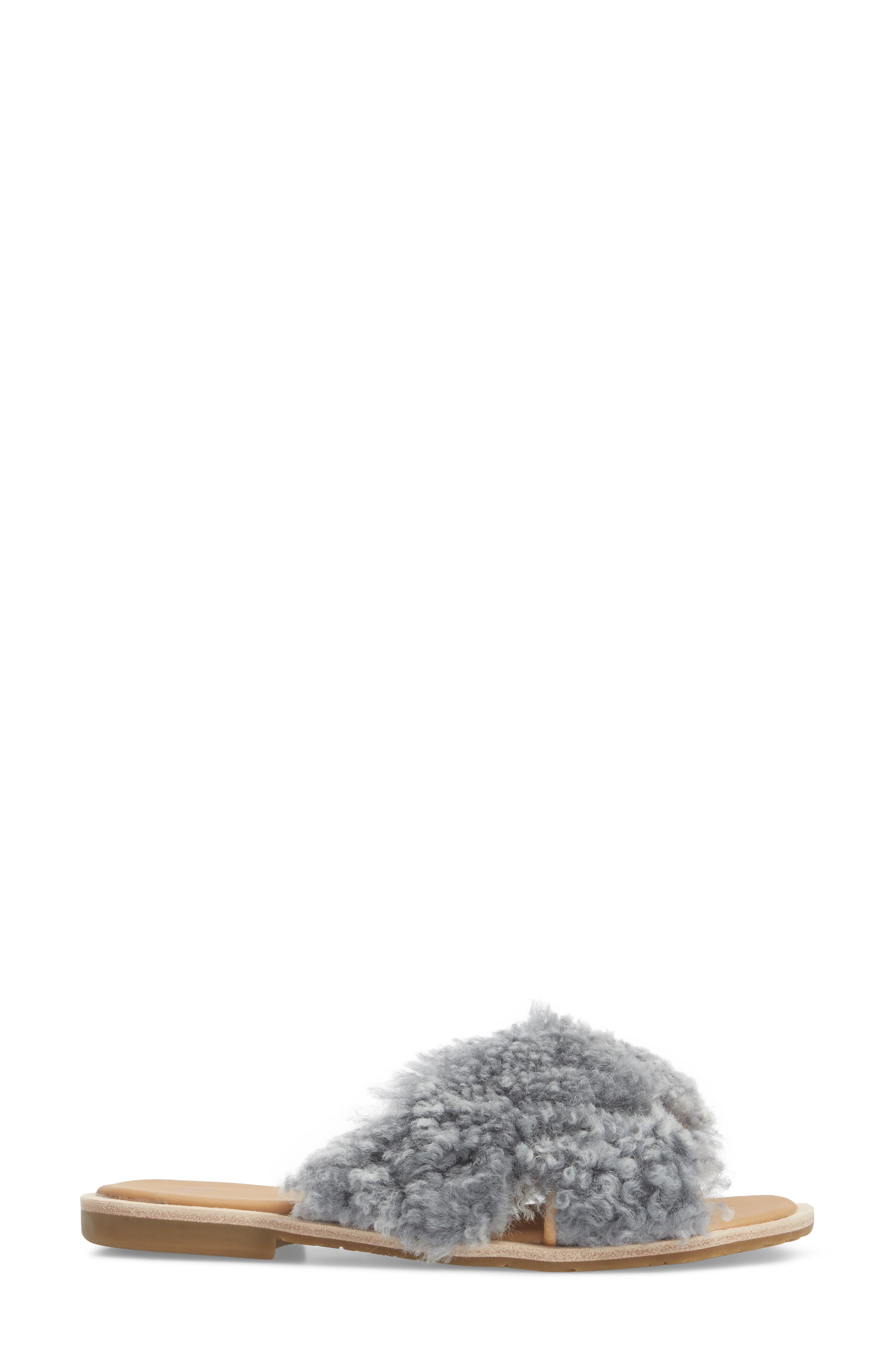 Joni Genuine Shearling Slide Sandal, Alternate, color, LUDE GREY