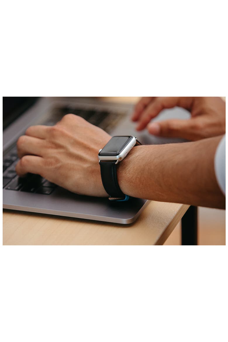Leather Apple Watch® Watchband, Alternate, color, BLACK