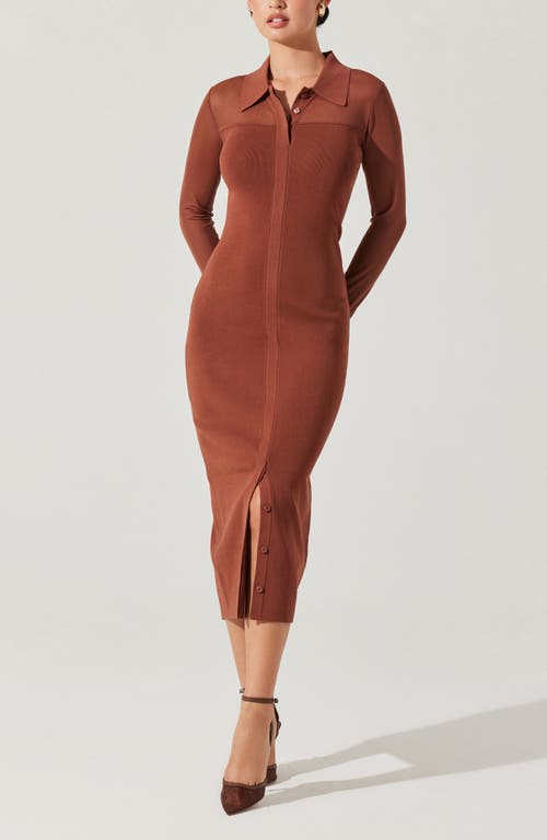Astr The Label Mesh Yoke Long Sleeve Shirtdress In Mulberry