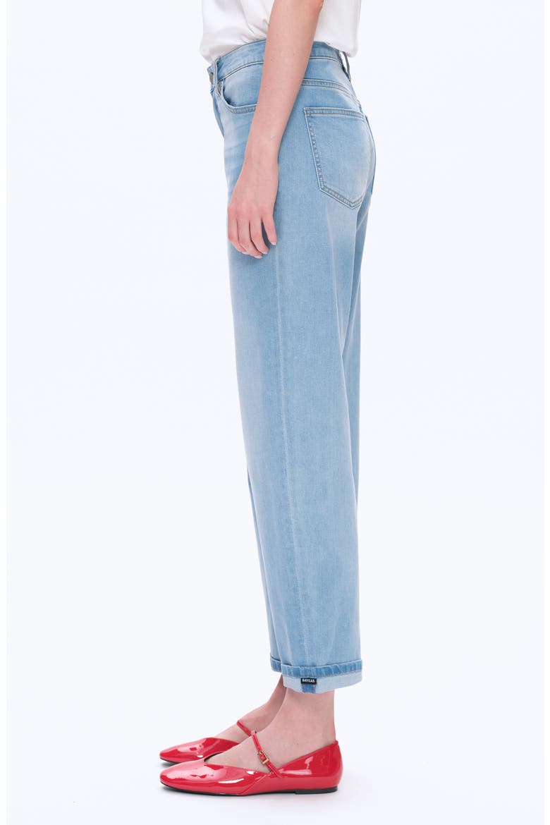 Cuffed Mid Rise Barrel Jeans, Alternate, color, LIGHT BLUE