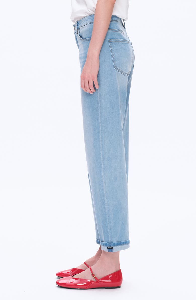Bayeas Cuffed Mid Rise Barrel Jeans, Alternate, color, Light Blue