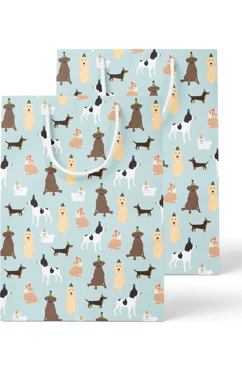 Joy Paper Co. Party Dogs Gift Bags for Dog Lover Birthday Celebration Party Gift Bag Set of 2, Main, color, Vibrant Dog Theme