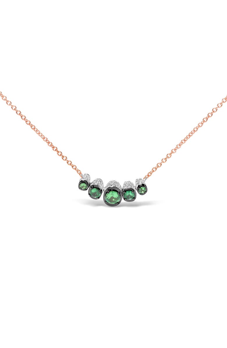 Haus of Brilliance 18K Gold 3/4 Ctw Diamonds & Tsavorite Curved Bar Choker Necklace, Main, color, Pink