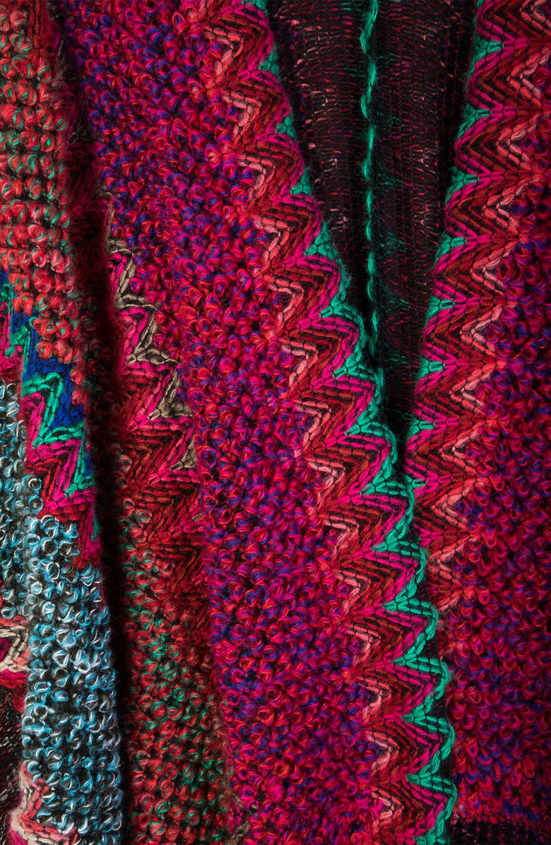 SAACHI Zigzag Print Tassel Poncho, Alternate, color, Pink Multi