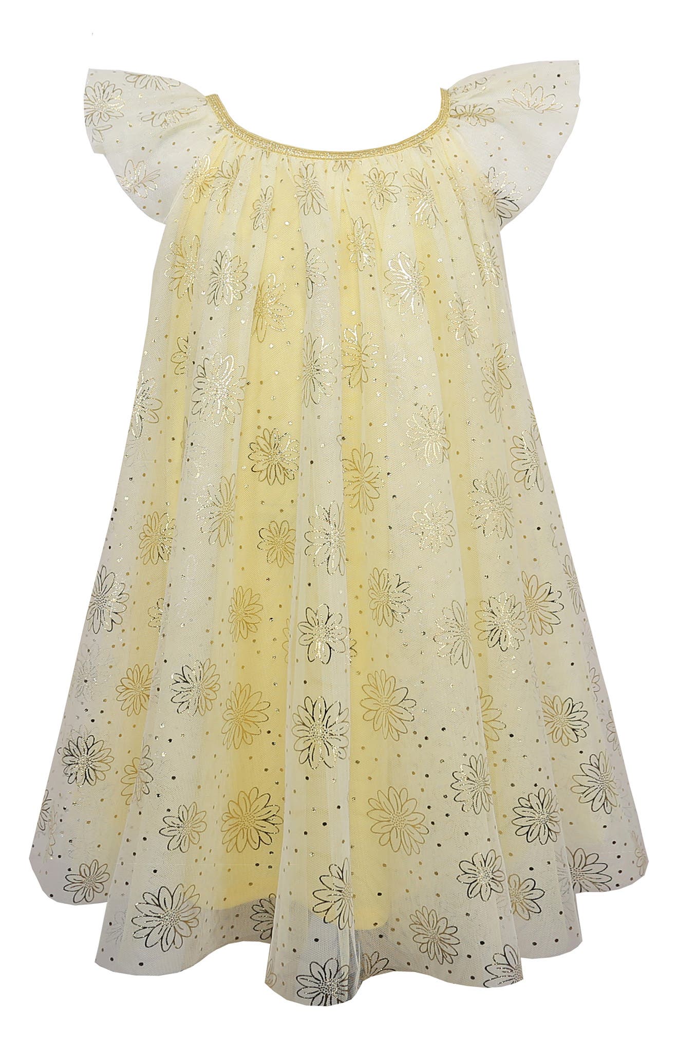 Zunie Kids' Flutter Sleeve Foil Star Dress